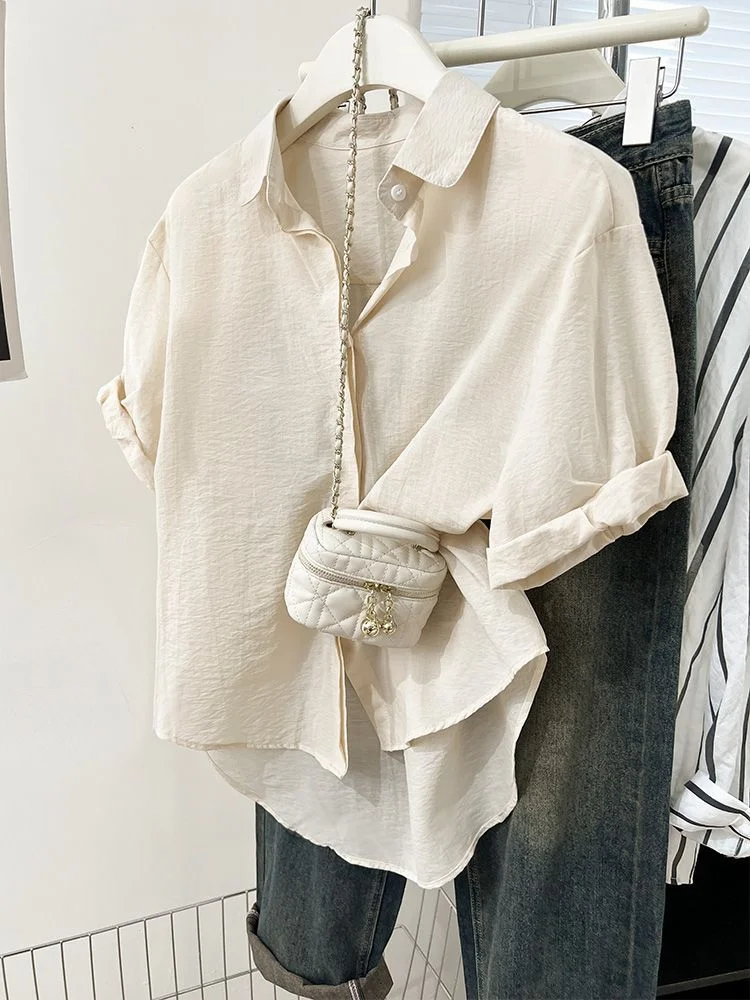 Athvotar Athvotar Short-Sleeved Shirt Women's Summer 2025 Summer New Loose Thin Shirt Niche Design Top