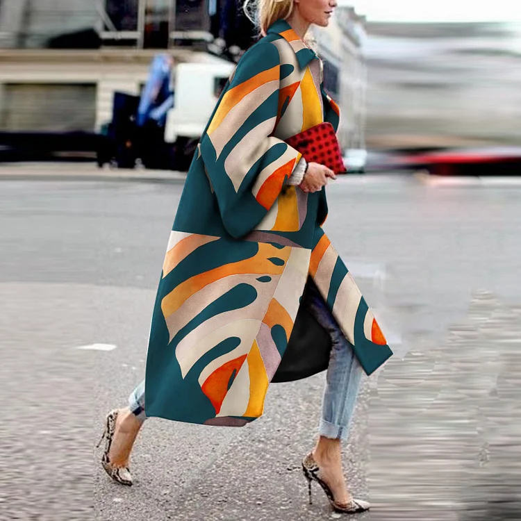 Patchwork printed loose coat