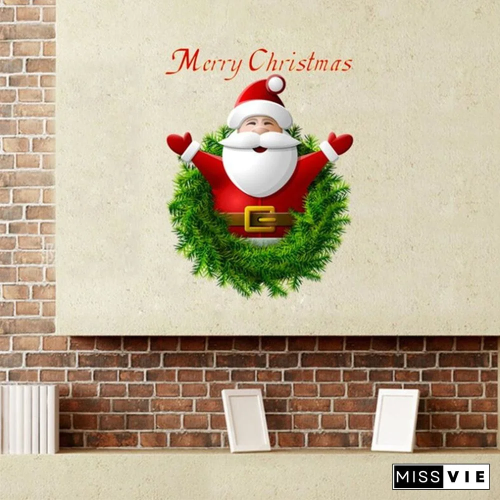 Christmas Bell Garland Wall Stickers Store Supermarket Window Glass Decorations Christmas Door Stickers