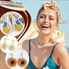 3 Pairs Double Sided Sunflower Butterfly Diamond Painting DIY Earring Making Kit