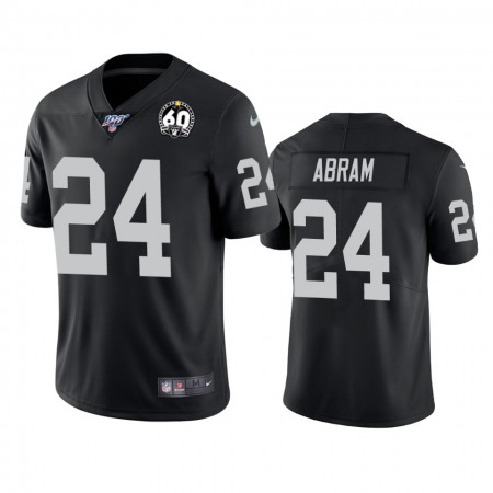 Men's Oakland Raiders #24 Johnathan Abram Black 100th Season with 60 Patch Vapor Limited Stitched NFL Jersey AXHT