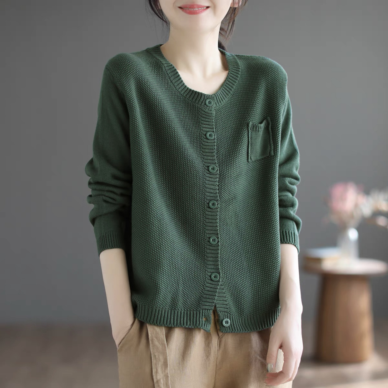 Chicfifth Sweater Women Winter Long Sleeve High Quality Autumn Vintage Top Knitted Cardigan