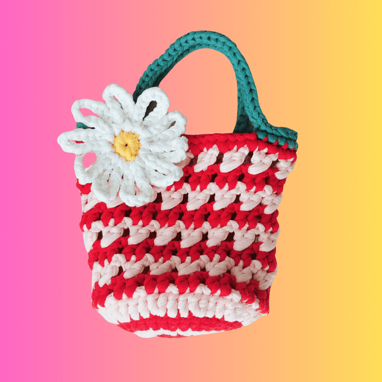 Lulusnow Handmade Red Daisy Crochet Bag