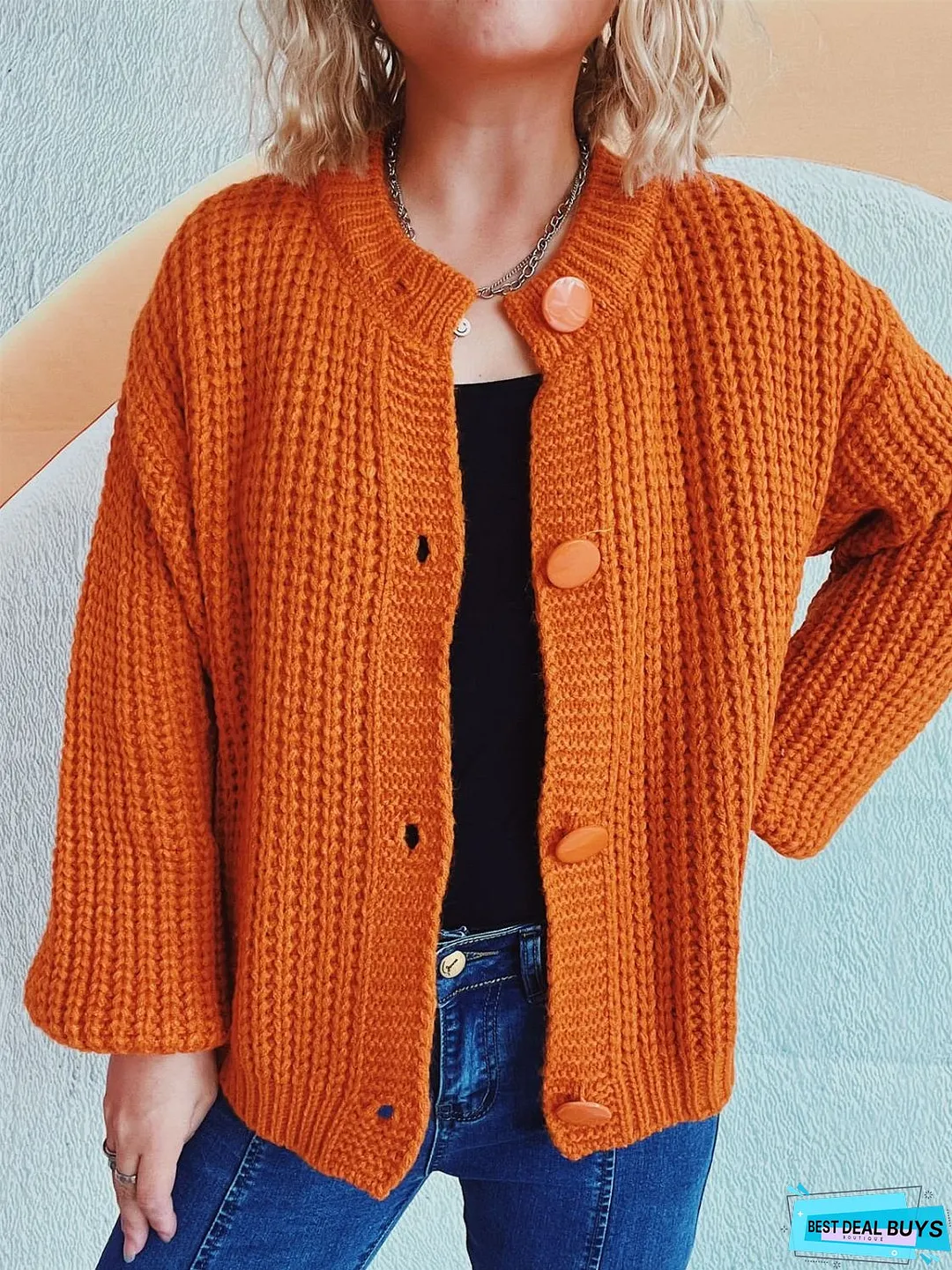 Button Up Long Sleeve Cardigan