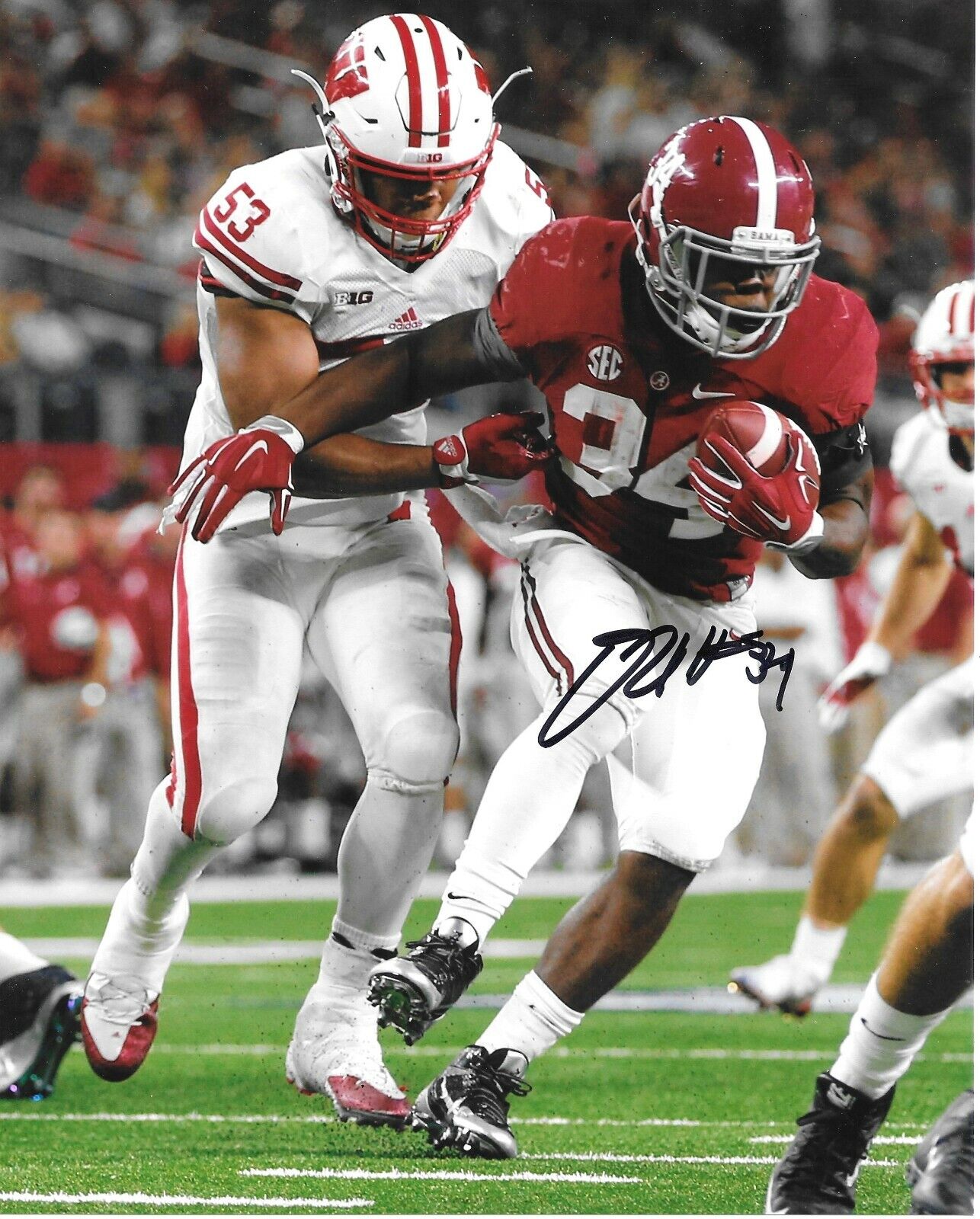 NEW ENGLAND PATRIOTS DAMIEN HARRIS SIGNED ALABAMA CRIMSON TIDE 8X10 Photo Poster painting W/COA