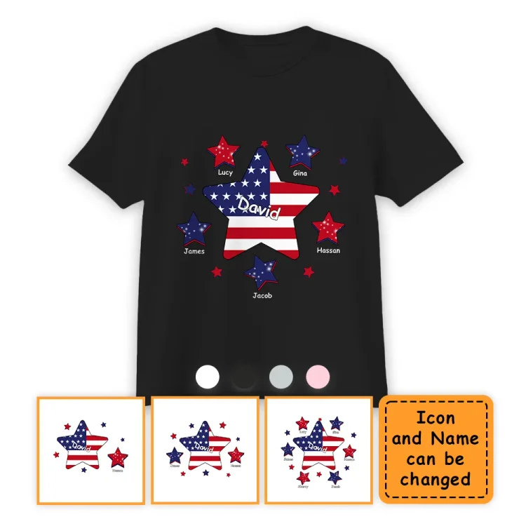 Personalized T-Shirt -Stars & Stripes, Dad Grandpa Kids - Gift For Father, Grandfather