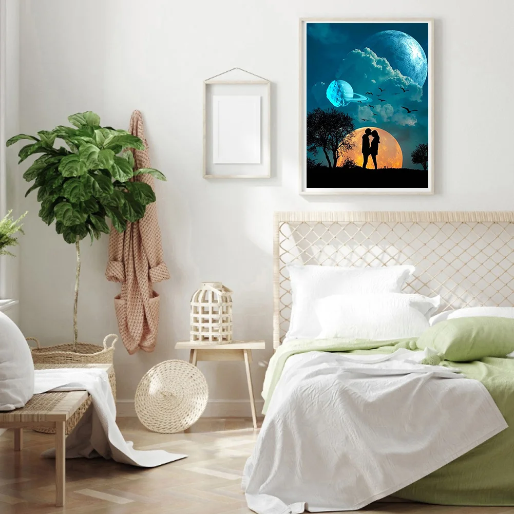 Full Round Diamond Painting 30*40cm - Starry Sky Silhouette