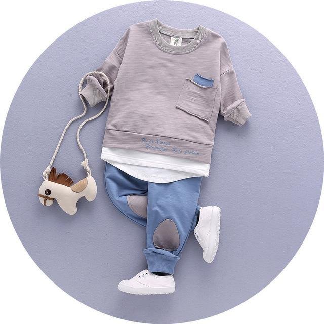 Infant long sleeve cotton tops & tees shirt + pants clothes
