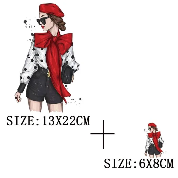 Fashion Girl Iron On Transfer For Clothing DIY Washable Thermal Stickers On T-shirt Funny Design On Hoodies Patch Applique Decor