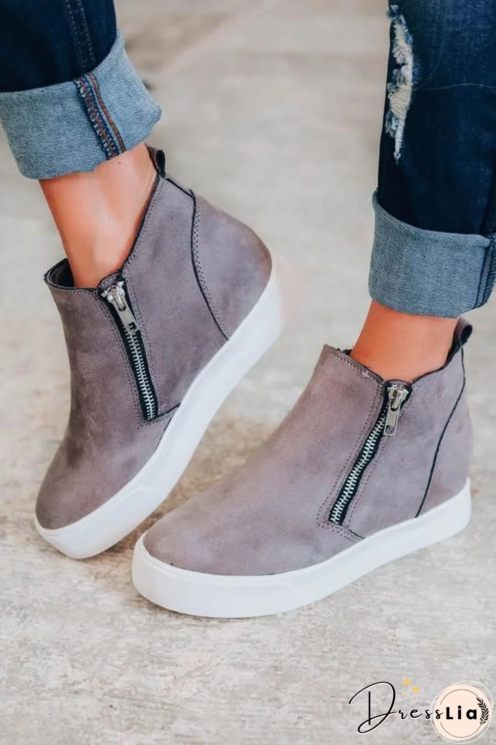 Side Zipper Wedge Sneaker