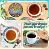 (US Local)6Pcs Wooden Tree Of Life Diamond Painting Coasters for Adults Beginners