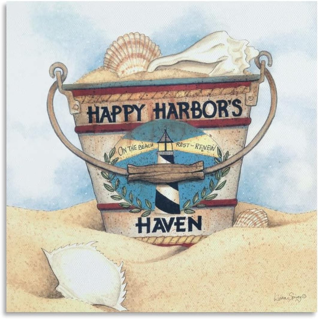 Beach Wall Decor Mediterranean Style Beach Shells Art Prints Bathroom Room Decor Wall Art Paintings Canvas Wall Decor Home Decor Living Room Decor Aesthetic 24x24inch(60x60cm) Unframe