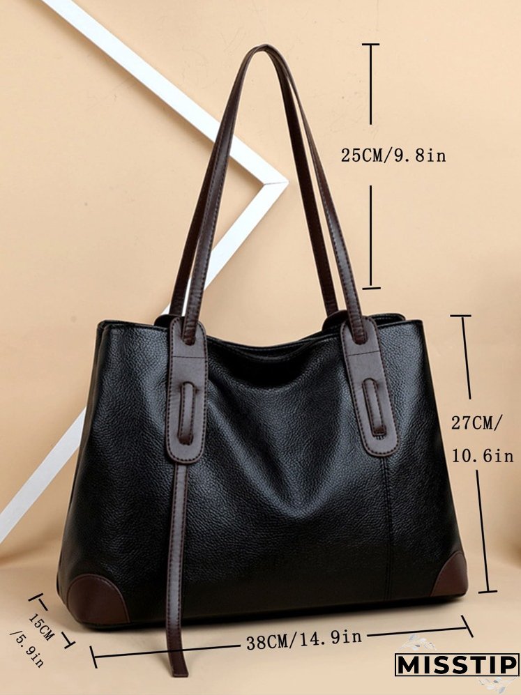 Litchi Embossed Shoulder Tote Bag