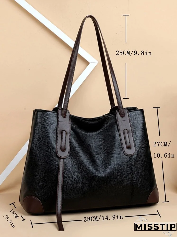 Litchi Embossed Shoulder Tote Bag