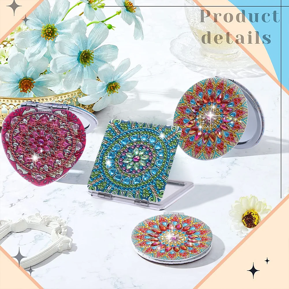DIY Diamond Art Mosaic Makeup Mirror Paint by Number Kits Mandala