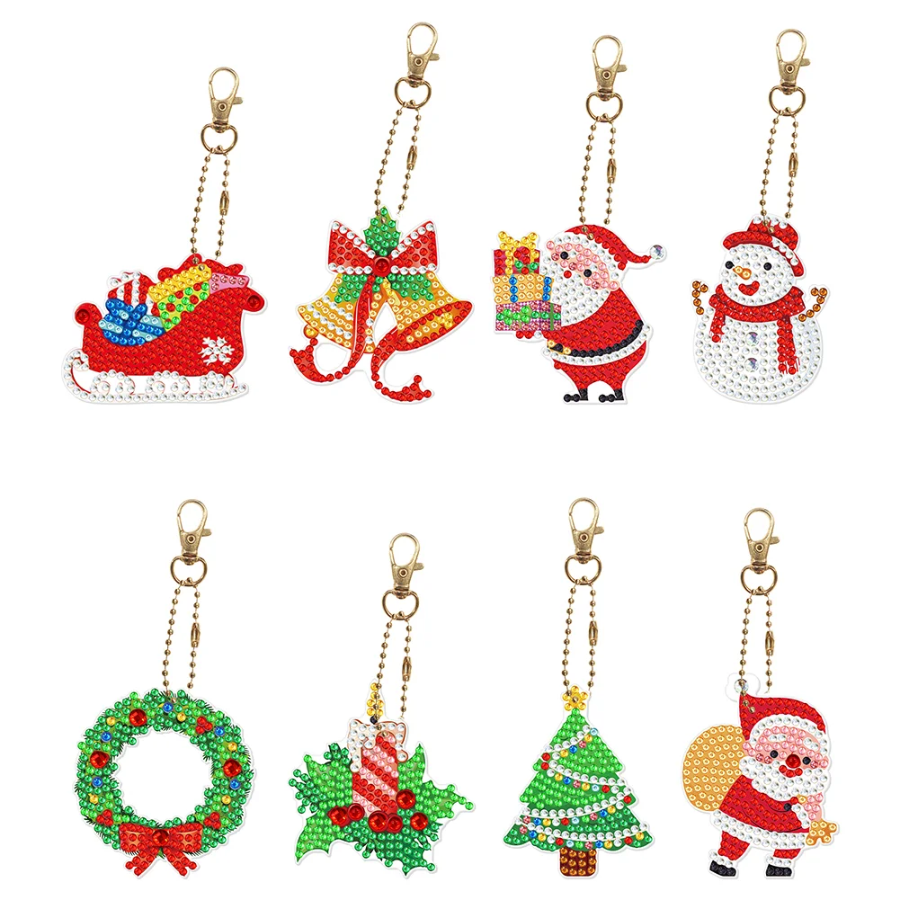 8pcs DIY Diamond Painting Acrylic Keychain - Christmas(Single Side)