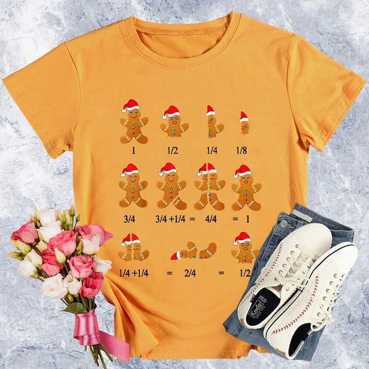 Christmas Math Formula Gingerbread Man Round Neck T-shirt