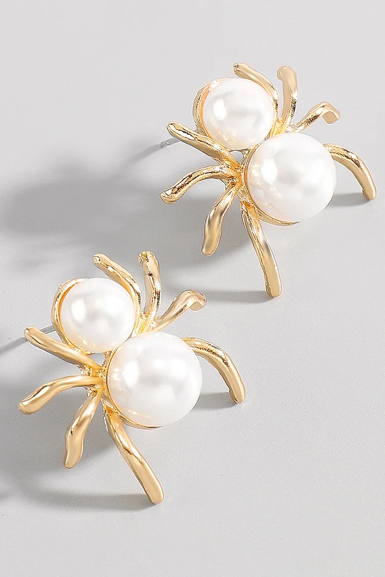 Halloween Black Pearl Spider Shaped Stud Earrings 2024 - Xpluswear