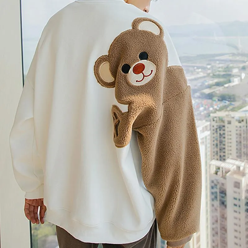 Bear Plush Embroidery Loose Sweatshirt