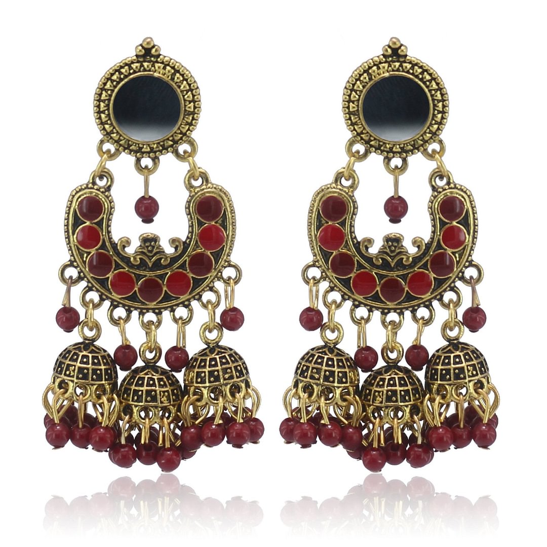 The Middle East multi-color long birdcage shape earings
