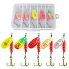 5pcs Metal Spoon Spinner Fishing Lure with Tackle Box Fishing Wobblers Hard Bait