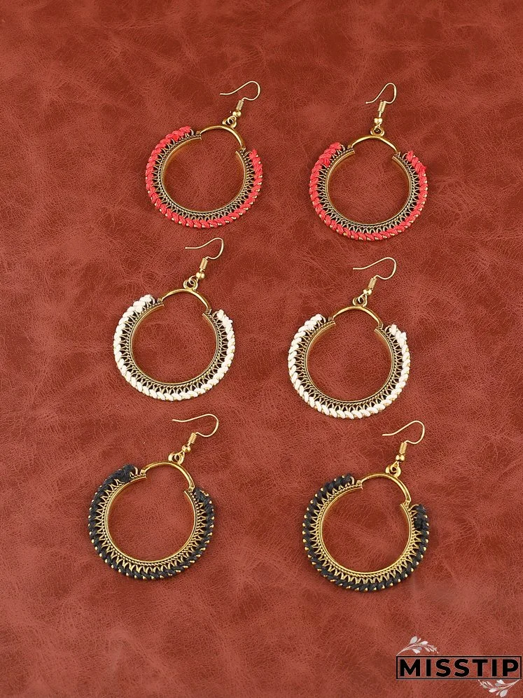 3pairs Round Drop Earrings
