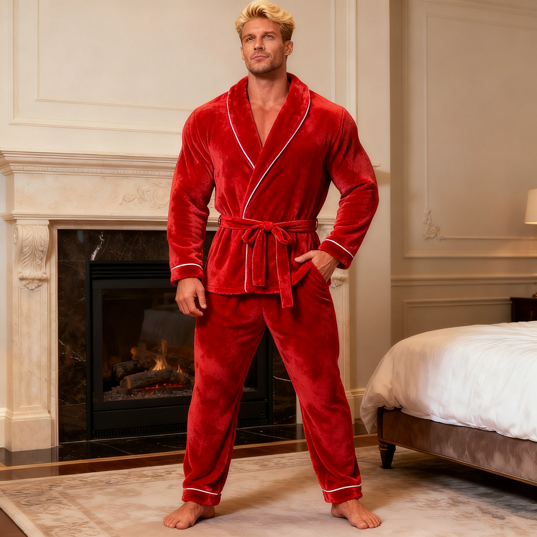 Men's Autumn/Winter Warm Christmas Daily Pajama Set-inspireuse