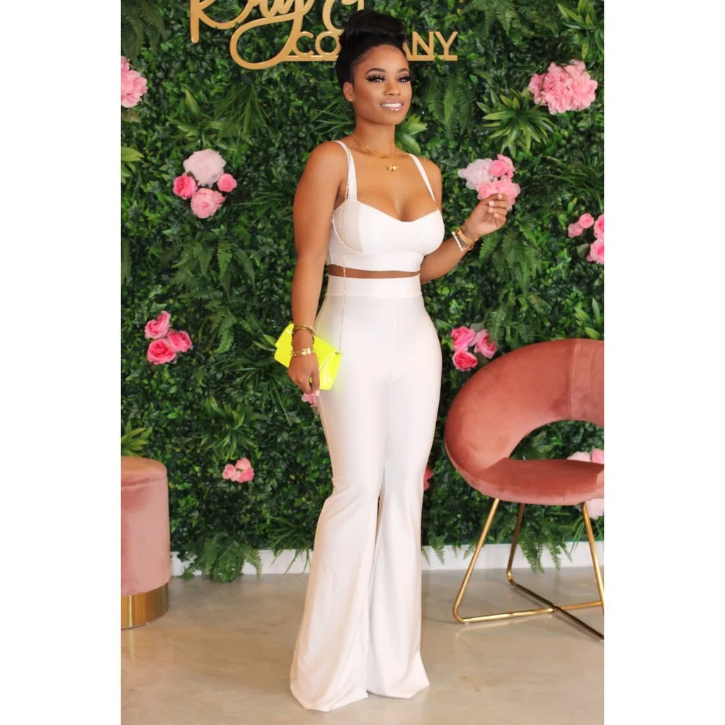 Uveng Fashion Suspenders Sexy Street Hipster Top Wide-leg Pants Suit Summer Wear