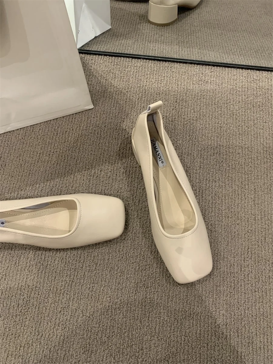 Churchf Churchf Shoes Women's Shoes Spring / Summer 2023 New Simple Commuting Versatile Square Head Shallow Thick Heel Temperament Ladle Shoes