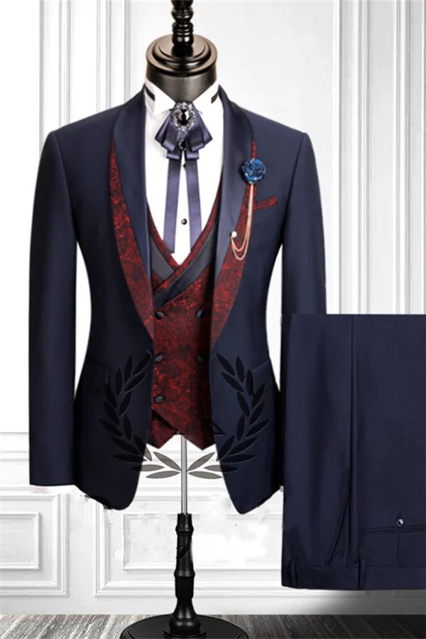 Daisda Groom Suit Ideas Navy Blue Tuxedo Formal Slim Fit Online 