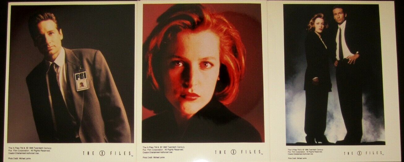 (3) X-Files 1996 8x10 original publicity Photo Poster paintings Gillian Anderson David Duchovny