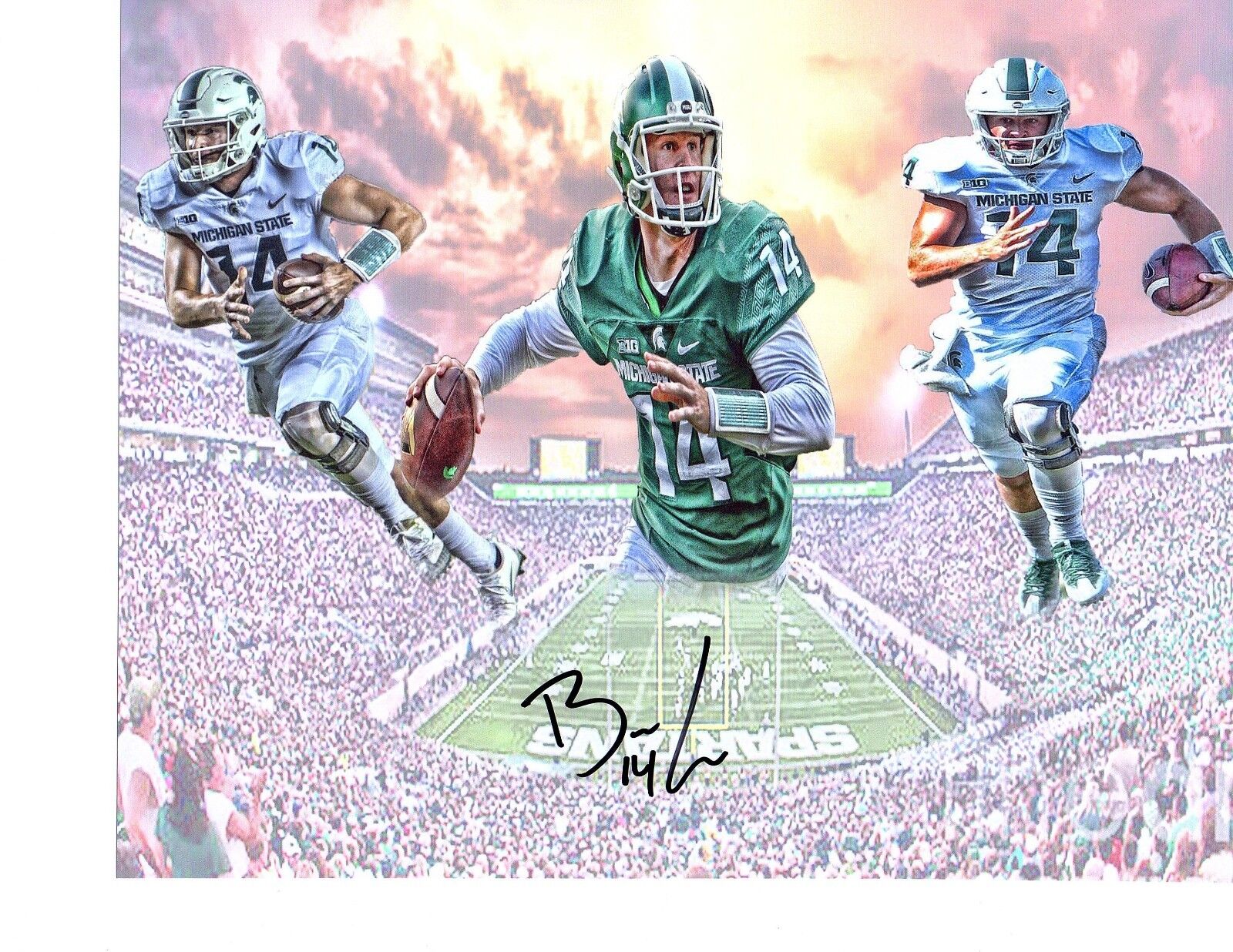 Brian Lewerke signed autographed 8x10 Photo Poster painting Michigan State Spartans football f