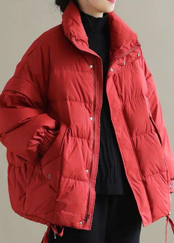 Women Red thick Duck Down Puffer Jacket Winter