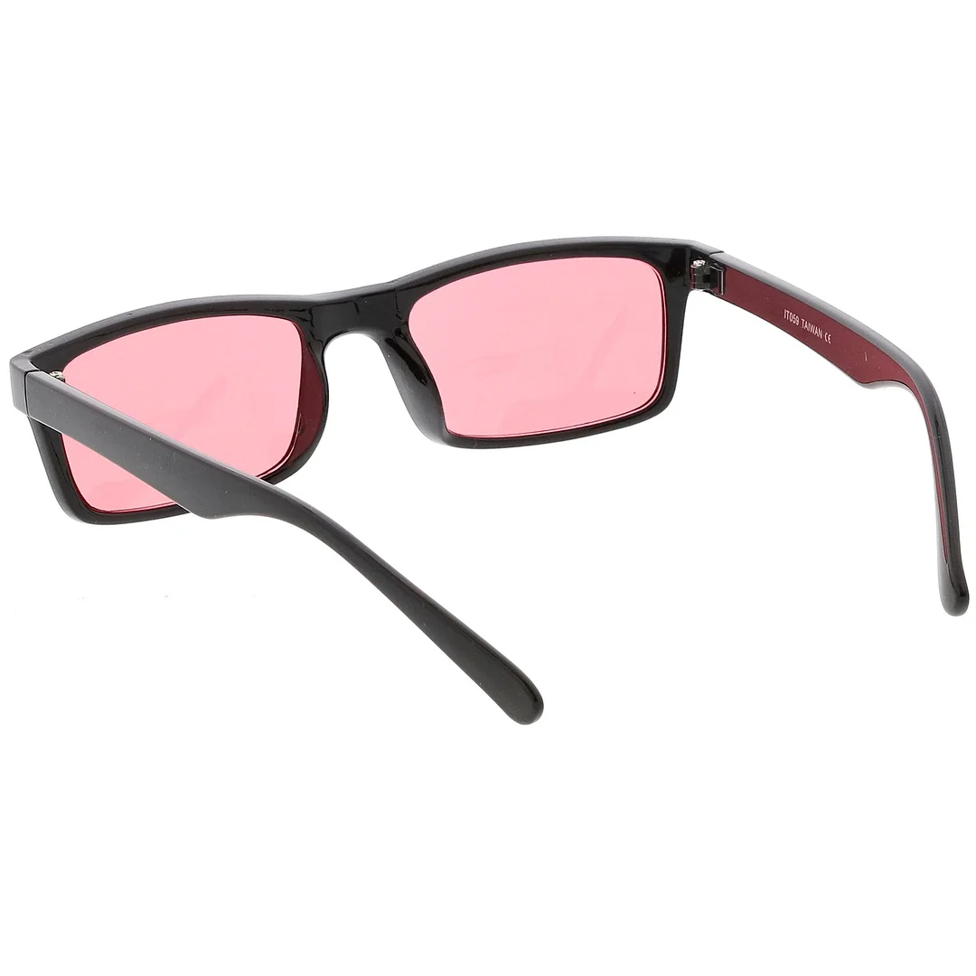 Retro Horn Rimmed Rectangle glasses Wide Arms Color Tinted Lens 52mm