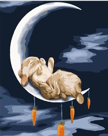 

Rabbit at Moon – Paint By Numbers - 40*50CM, 501 Original