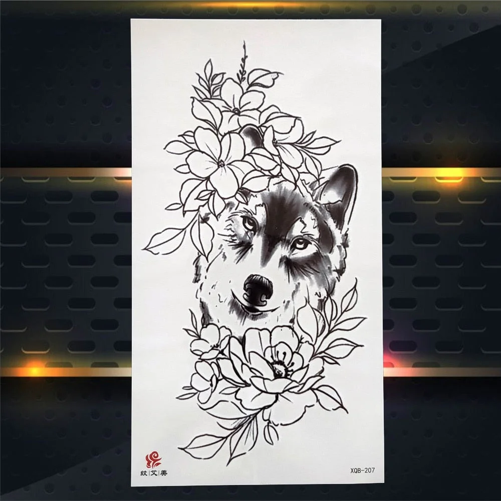 Tribal Dreamcatcher Fake Temporary Tattoo For Women Men Wolf Henna Feather Tattoos Sticker Watercolor Compass Waterproof Tatoos