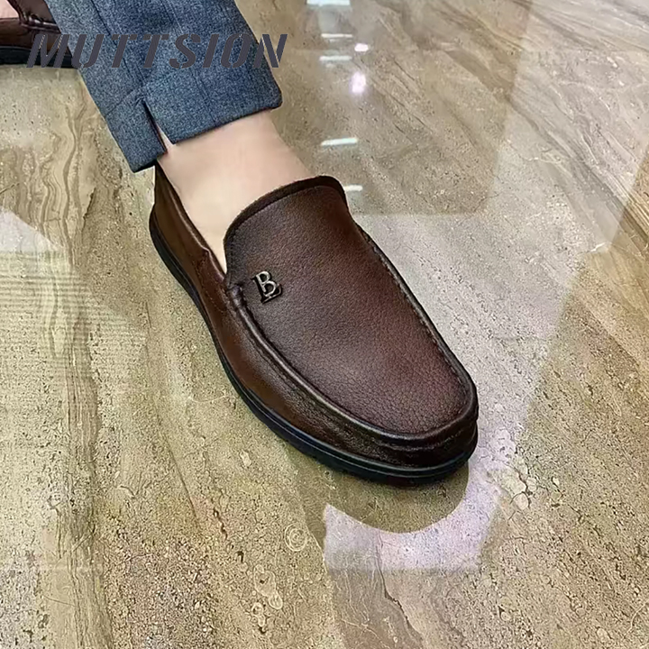 MUTTSION Genuine Leather Breathable Soft-top and Light-soled Business Casual Foldable Packable Loafers
