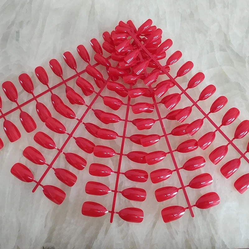 18 Colors Full Cover Stiletto Fake Nails Short Sharp Pointed False Nail Art Tips Acrylic Almond Nails Press On Nail Art Designs-Nail Inspo