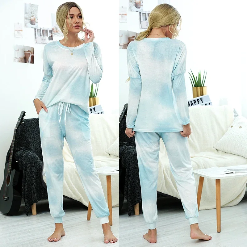 Women's loose print long-sleeved casual suit