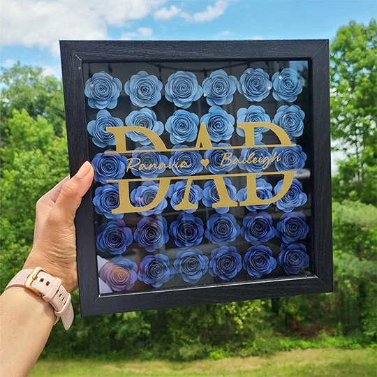 Personalized Dad Flower Shadow Box With Name For Father's Day