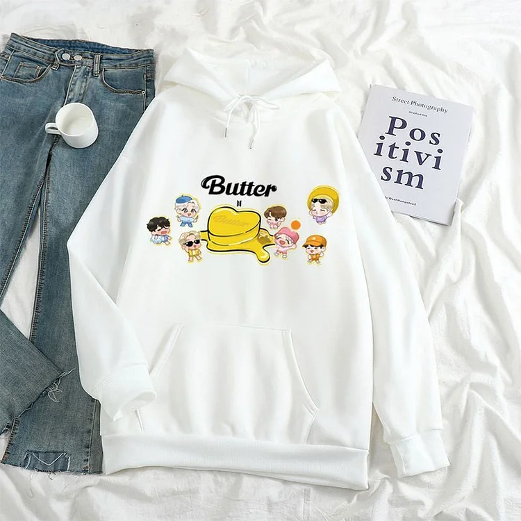 방탄소년단 Butter Cute Print Candy Color Hoodie
