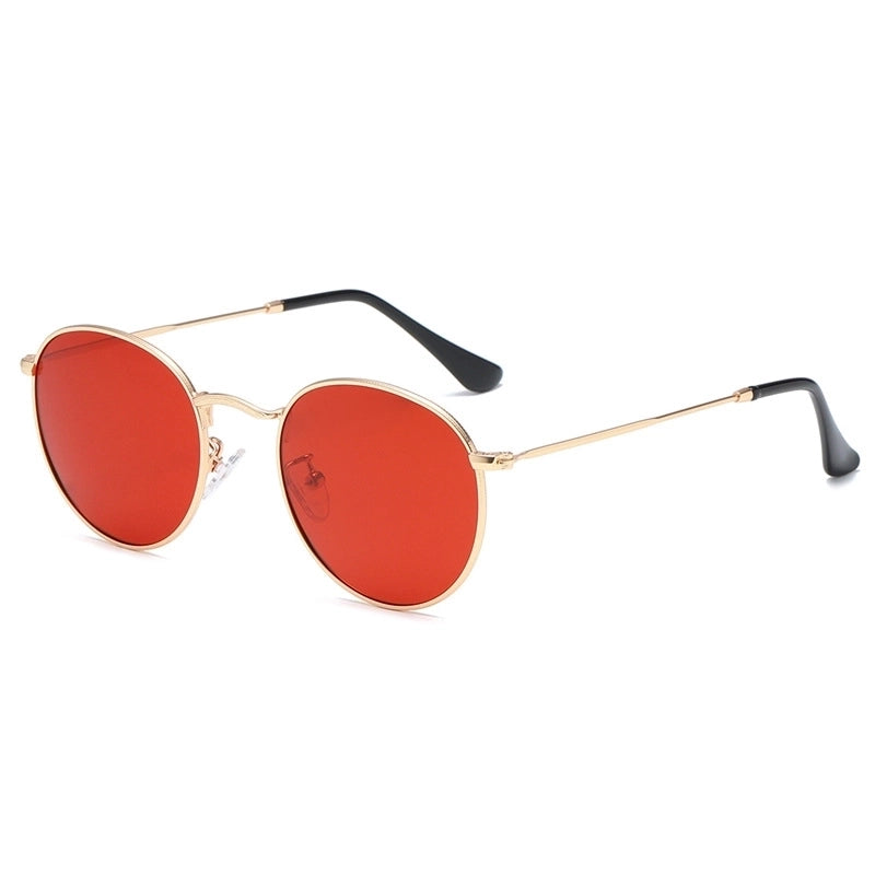 Retro Solid Color Tac Round Frame Full Frame Women’s Sunglasses