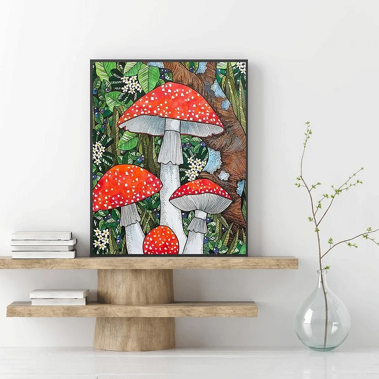 Mushroom Diamond Painting Kits For Adults, Owl Diamond Art Mushroom Diy 5d  Gem Painting Kits Home Wall Decor Gifts