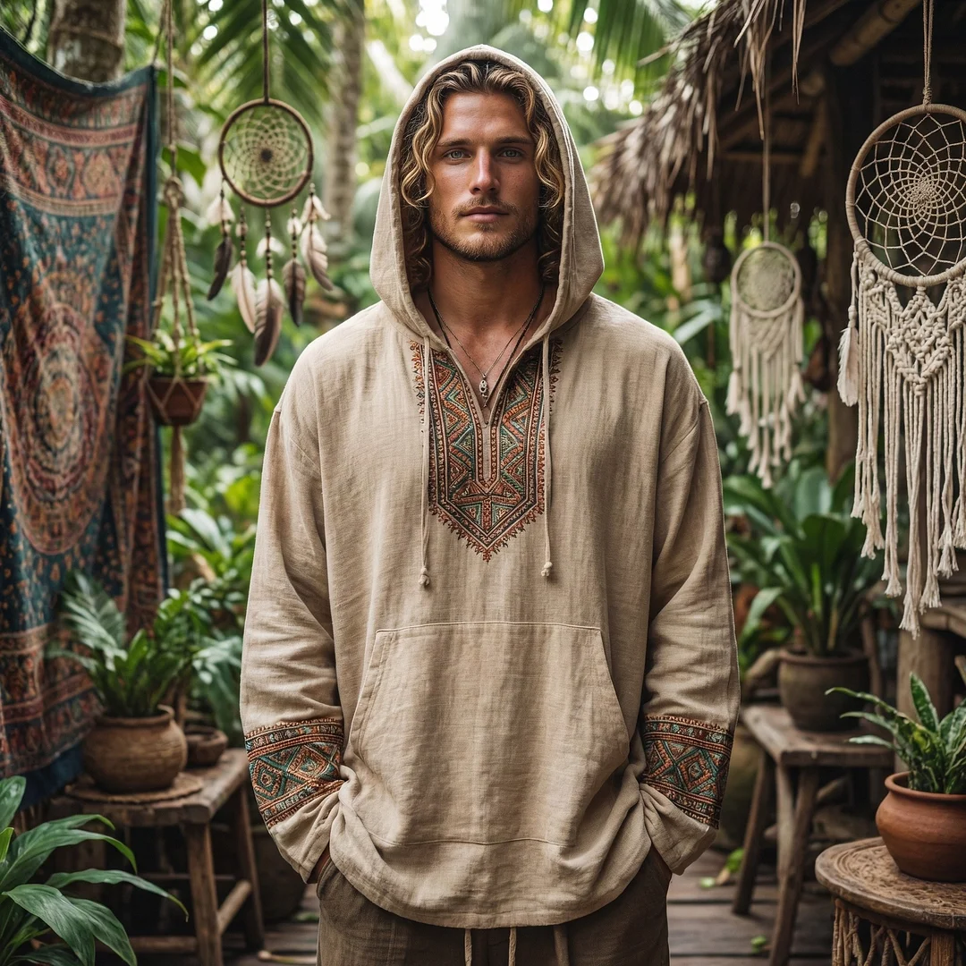 Men's Forest Series Bohemian Linen Top-inspireuse