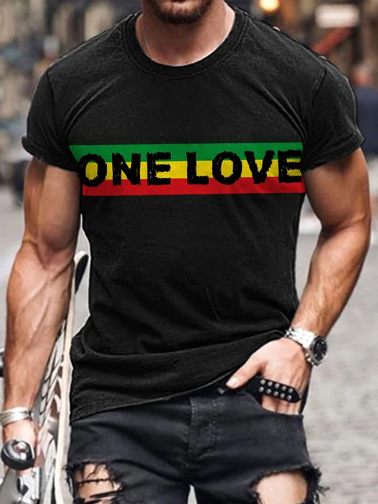 Comstylish Reggae One Love Casual Cozy Short Sleeve T-Shirt