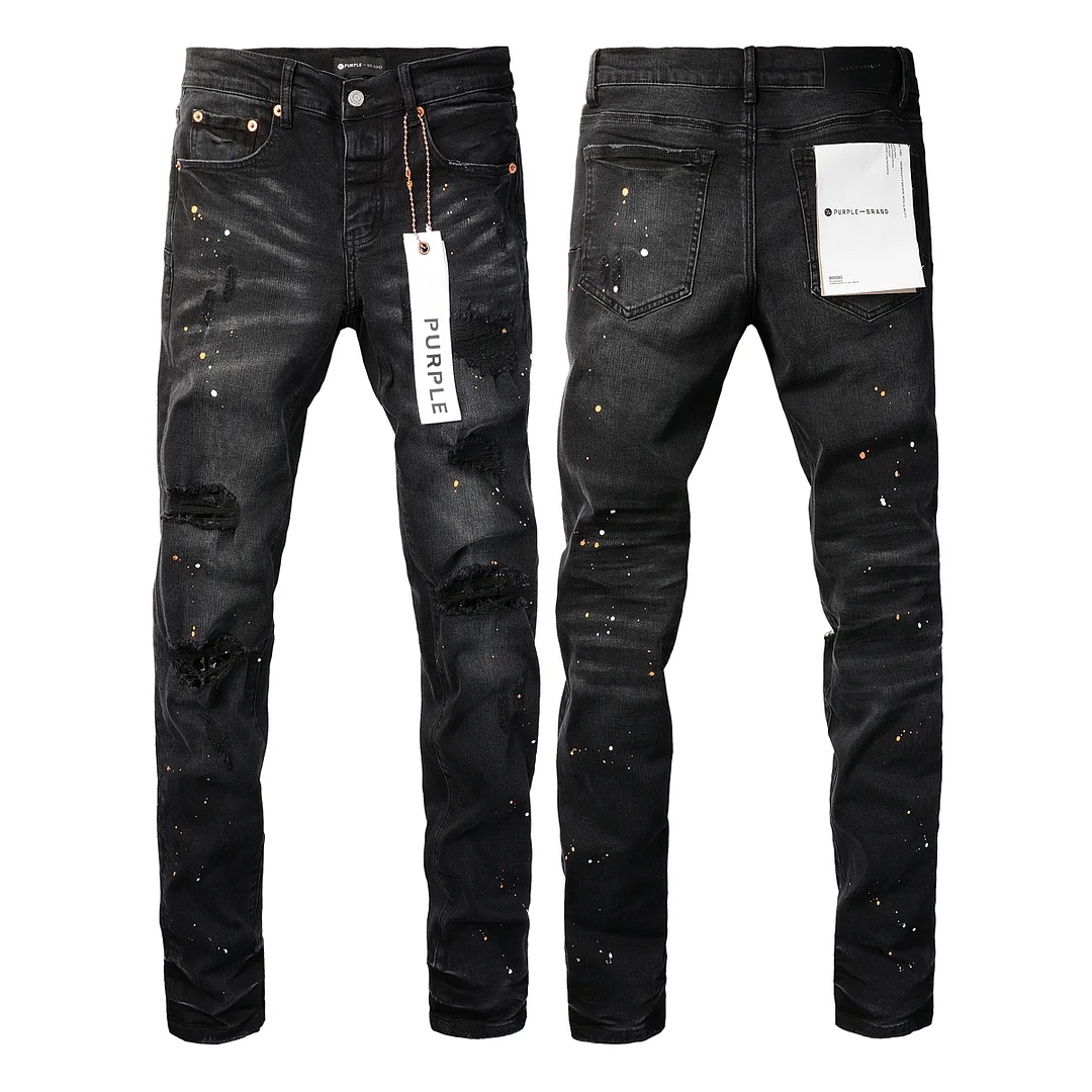 Purple Jeans splash-dot ripped skinny jeans