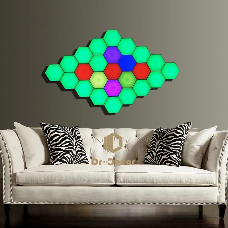 Colorful RGB LED Night Light for Home Decor,Quantum Modular Sensitive Lamp Touch Helios Lighting Indoor Bedside Magnetic Lights