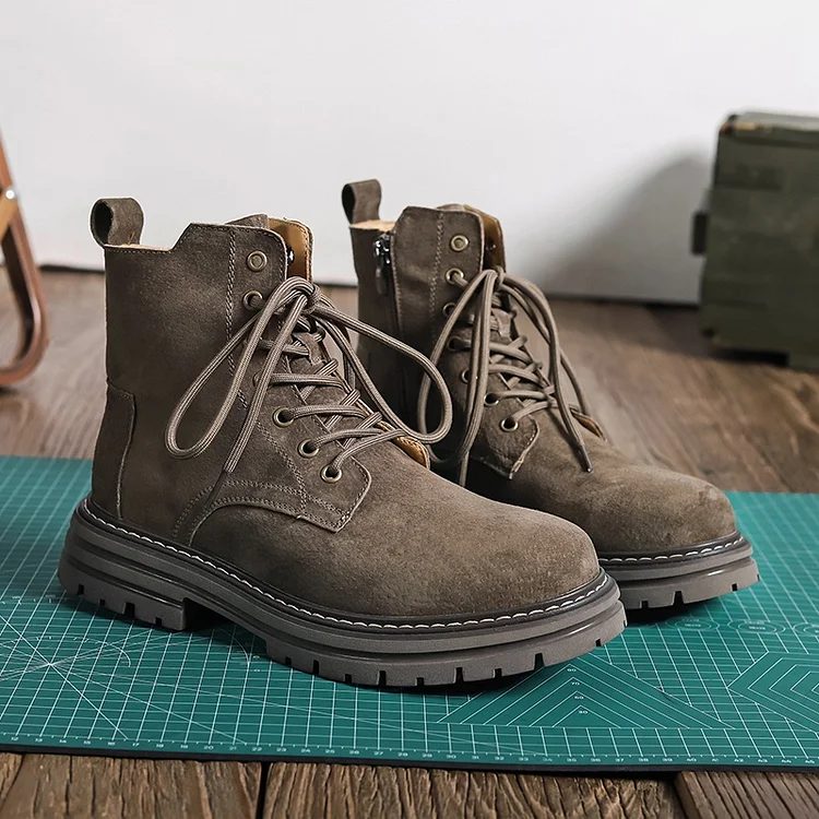 Kakacloud Brand Men Lace Up Boots Winter Casual Shoes Designer Luxury Chelsea Tactical Military Work Safety Leather Ankle Sneakers Boots