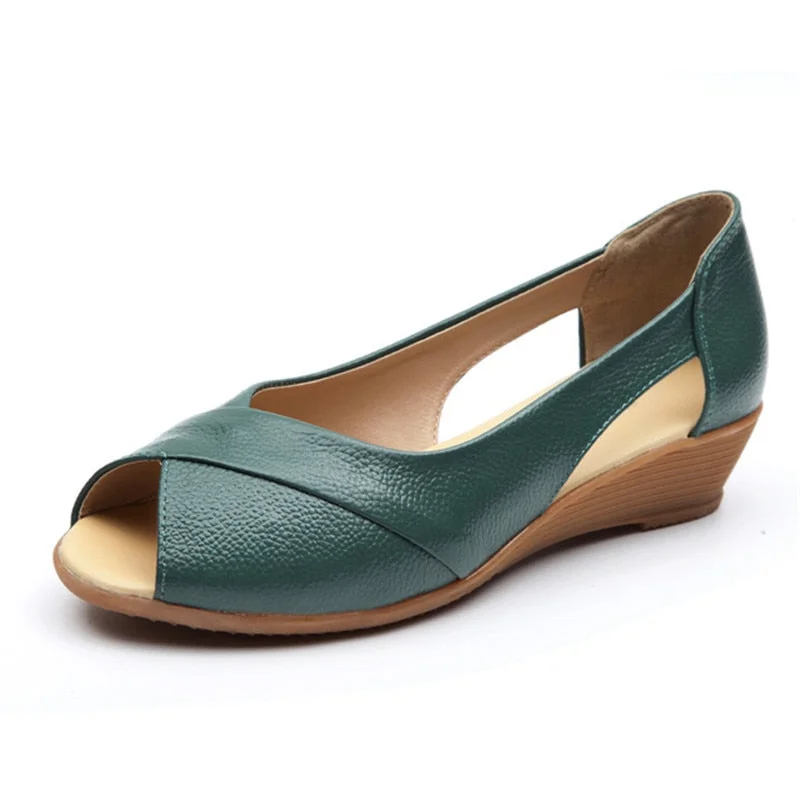 GKTINOO Summer Women Shoes Woman Fashion Genuine Leather Open Toe Sandals Ladies Casual Platform Wedges Plus Size Sandals