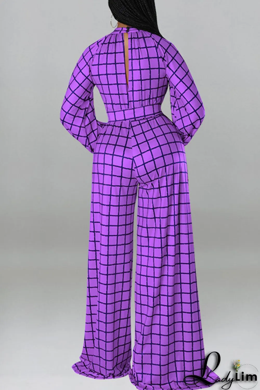 Tangerine Casual Plaid Print Patchwork O Neck Straight Jumpsuits